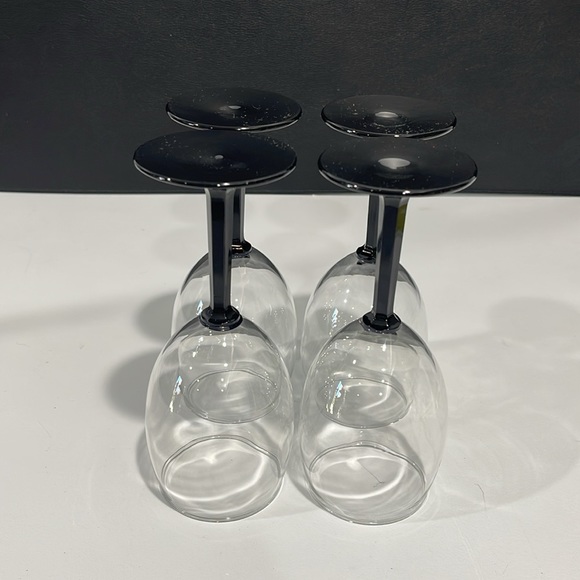 Vintage Octagonal-Shaped Black Stems wine water glasses set of 4 - Picture 7 of 11